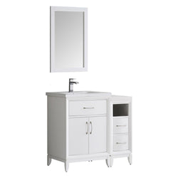 Fresca Cambridge 36" White Traditional Bathroom Vanity w/ Mirror - Luxe Bathroom Vanities