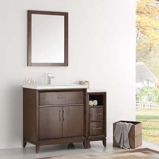 Fresca Cambridge 42" Antique Coffee Traditional Bathroom Vanity w/ Mirror - Luxe Bathroom Vanities