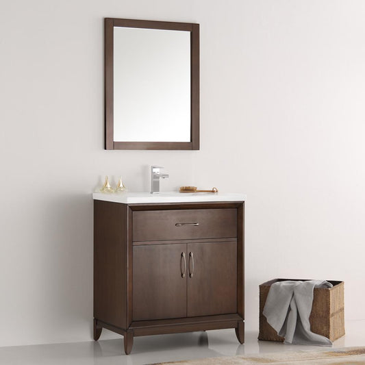Fresca Cambridge 30" Antique Coffee Traditional Bathroom Vanity w/ Mirror - Luxe Bathroom Vanities