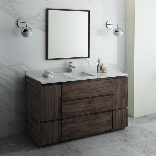 Fresca Formosa 60" Floor Standing Single Sink Modern Bathroom Vanity w/ Mirror - Luxe Bathroom Vanities
