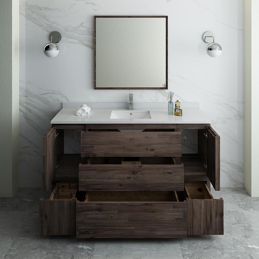 Fresca Formosa 60" Floor Standing Single Sink Modern Bathroom Vanity w/ Mirror - Luxe Bathroom Vanities
