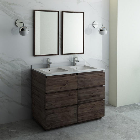 Fresca Formosa 48" Floor Standing Double Sink Modern Bathroom Vanity w/ Mirrors - Luxe Bathroom Vanities