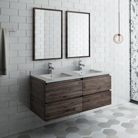 Fresca Formosa 48" Wall Hung Double Sink Modern Bathroom Vanity w/ Mirrors - Luxe Bathroom Vanities
