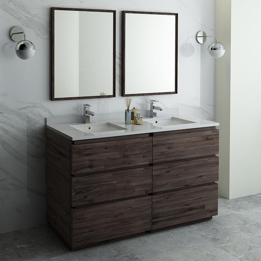 Fresca Formosa 60" Floor Standing Double Sink Modern Bathroom Vanity w/ Mirrors - Luxe Bathroom Vanities