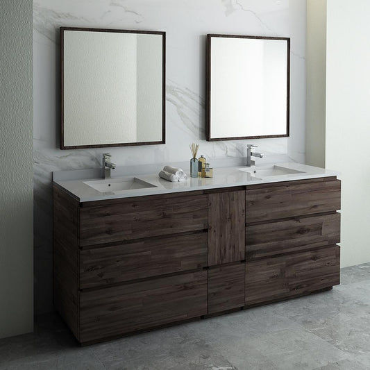 Fresca Formosa 84" Floor Standing Double Sink Modern Bathroom Vanity w/ Mirrors - Luxe Bathroom Vanities