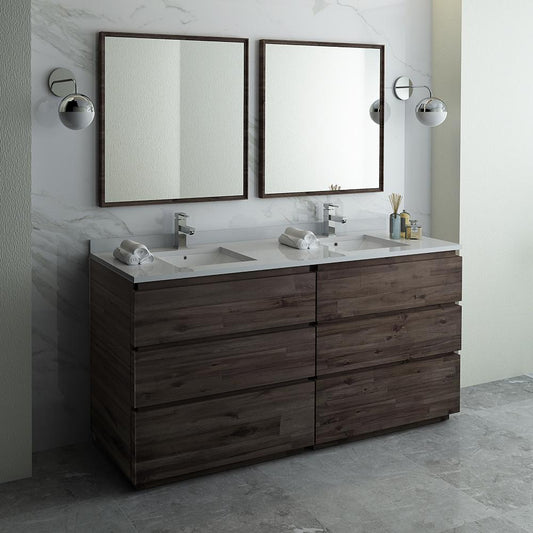 Fresca Formosa 72" Floor Standing Double Sink Modern Bathroom Vanity w/ Mirrors - Luxe Bathroom Vanities