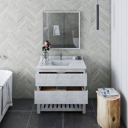 Fresca Formosa 36" Floor Standing Modern Bathroom Vanity w/ Open Bottom & Mirror - Luxe Bathroom Vanities