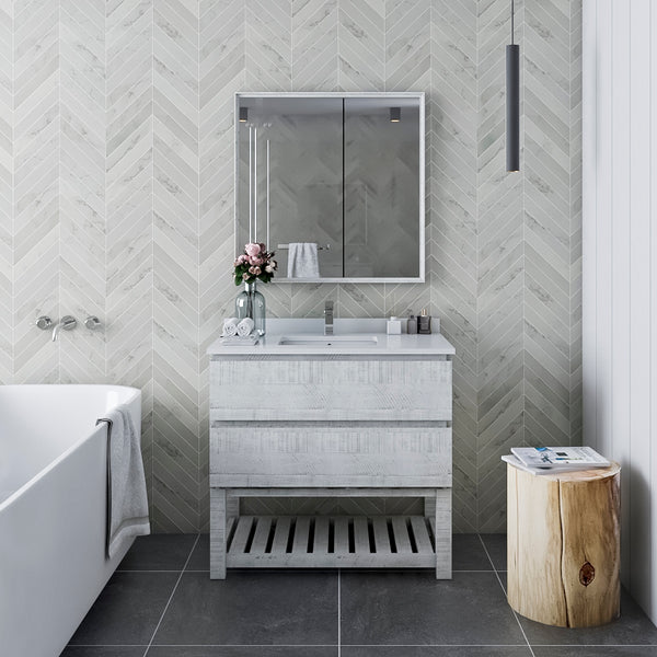 Fresca Formosa 36" Floor Standing Modern Bathroom Vanity w/ Open Bottom & Mirror - Luxe Bathroom Vanities