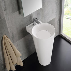 Fresca Messina 16" White Pedestal Sink w Medicine Cabinet - Modern Bathroom Vanity - Luxe Bathroom Vanities