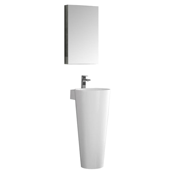 Fresca Messina 16" White Pedestal Sink w Medicine Cabinet - Modern Bathroom Vanity - Luxe Bathroom Vanities