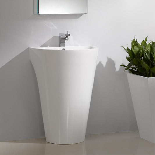 Fresca Parma 24" White Pedestal Sink w/ Medicine Cabinet - Modern Bathroom Vanity - Luxe Bathroom Vanities