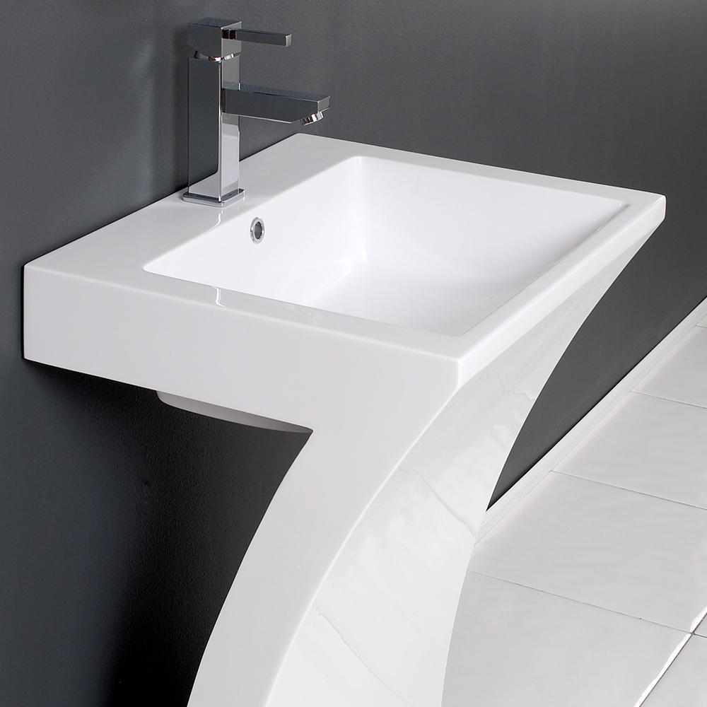 Fresca Quadro 23" White Pedestal Sink w/ Medicine Cabinet - Modern Bathroom Vanity - Luxe Bathroom Vanities