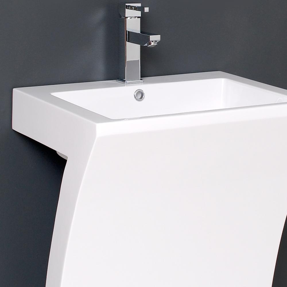Fresca Quadro 23" White Pedestal Sink w/ Medicine Cabinet - Modern Bathroom Vanity - Luxe Bathroom Vanities