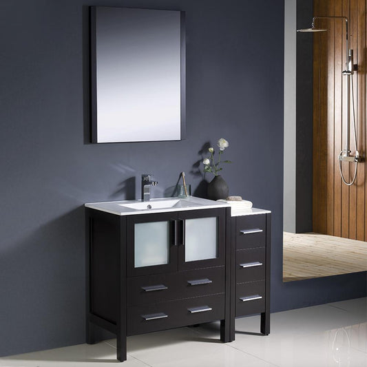 Fresca Torino 42" Espresso Modern Bathroom Vanity w/ Side Cabinet & Integrated Sink - Luxe Bathroom Vanities
