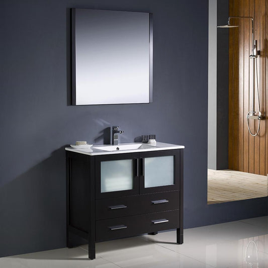 Fresca Torino 36" Espresso Modern Bathroom Vanity w/ Integrated Sink - Luxe Bathroom Vanities