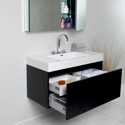Fresca Mezzo 39" Black Modern Bathroom Vanity w/ Medicine Cabinet - Luxe Bathroom Vanities