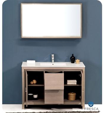 Fresca Allier 48" Gray Oak Modern Bathroom Vanity w/ Mirror - Luxe Bathroom Vanities