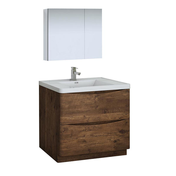 Fresca Tuscany 36" Rosewood Free Standing Modern Bathroom Vanity w/ Medicine Cabinet - Luxe Bathroom Vanities
