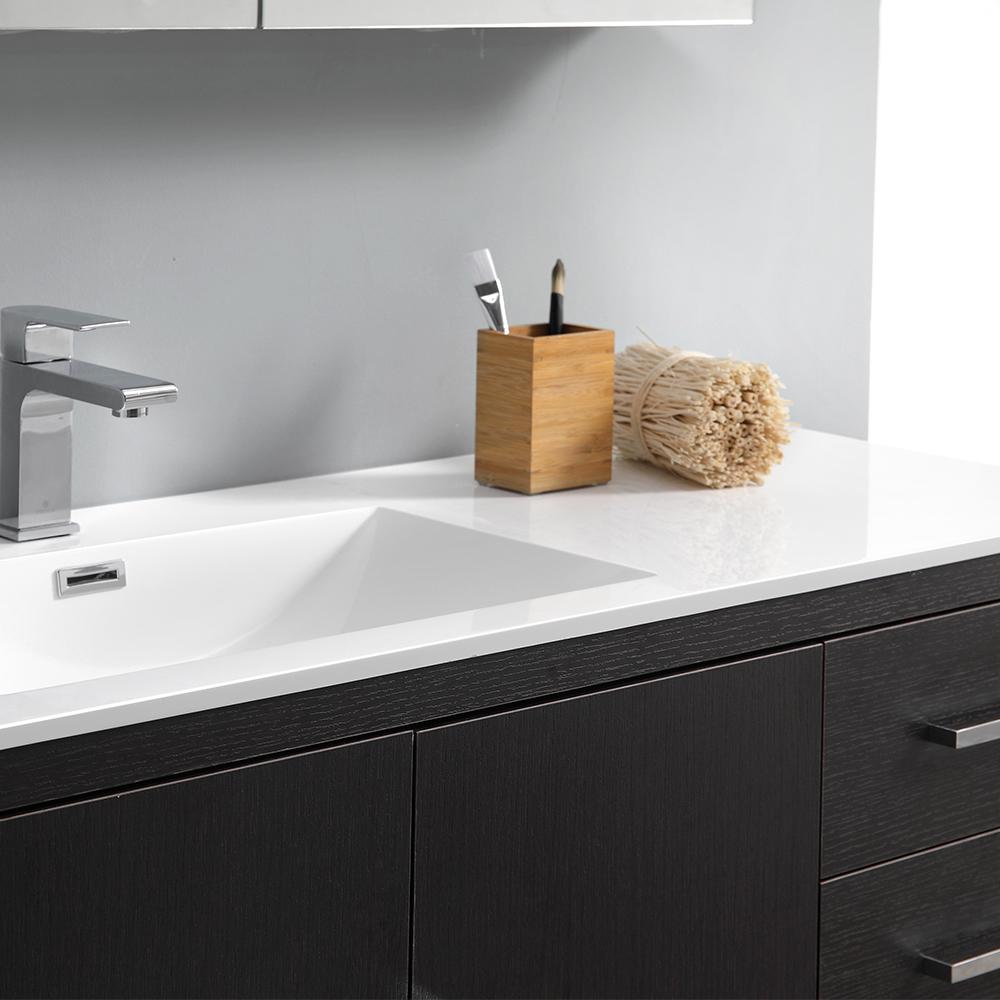 Fresca Imperia 60" Dark Gray Oak Free Standing Single Sink Modern Bathroom Vanity w/ Medicine Cabinet - Luxe Bathroom Vanities