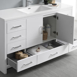 Fresca Imperia 60" Glossy White Free Standing Single Sink Modern Bathroom Vanity w/ Medicine Cabinet - Luxe Bathroom Vanities