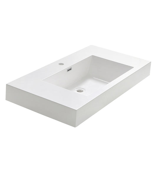 Fresca Valencia 42" White Integrated Sink / Countertop - Luxe Bathroom Vanities Luxury Bathroom Fixtures Bathroom Furniture