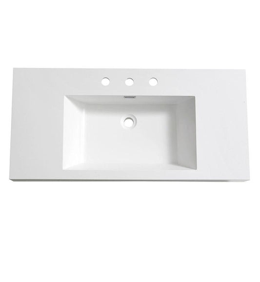 Fresca Mezzo 40" White Integrated Sink / Countertop - Luxe Bathroom Vanities