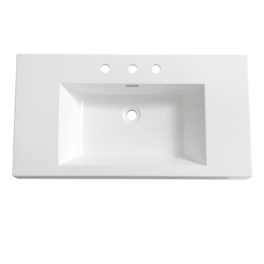 Fresca Vista 36" White Integrated Sink / Countertop - Luxe Bathroom Vanities