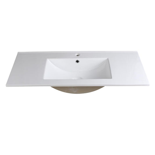 Fresca Allier 40" White Integrated Sink / Countertop - Luxe Bathroom Vanities