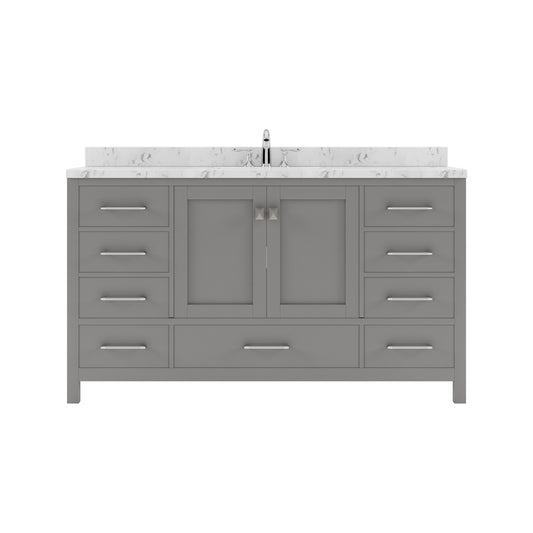 Virtu USA Caroline Avenue 60" Single Bath Vanity with White Quartz Top and Square Sink - Luxe Bathroom Vanities