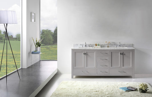 Virtu USA Caroline Avenue 72" Double Bath Vanity with Marble Top and Square Sink - Luxe Bathroom Vanities Luxury Bathroom Fixtures Bathroom Furniture