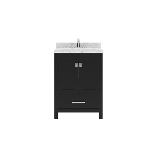 Virtu USA Caroline Avenue 24" Single Bath Vanity with White Quartz Top and Square Sink - Luxe Bathroom Vanities