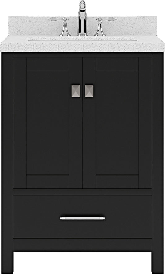 Virtu USA Caroline Avenue 24" Single Bath Vanity in Espresso with Dazzle White Top and Square Sink - Luxe Bathroom Vanities Luxury Bathroom Fixtures Bathroom Furniture