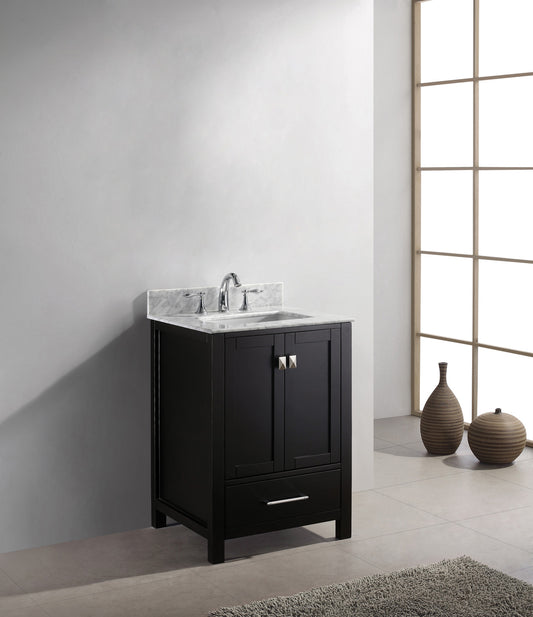 Virtu USA Caroline Avenue 24" Single Bath Vanity in Espresso with Marble Top and Square Sink - Luxe Bathroom Vanities Luxury Bathroom Fixtures Bathroom Furniture