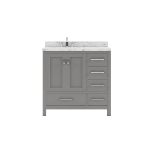 Virtu USA Caroline Avenue 36" Single Bath Vanity with White Quartz Top and Square Sink - Luxe Bathroom Vanities