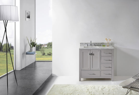 Virtu USA Caroline Avenue 36" Single Bath Vanity with Marble Top and Square Sink - Luxe Bathroom Vanities Luxury Bathroom Fixtures Bathroom Furniture