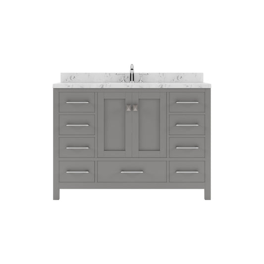 Virtu USA Caroline Avenue 48" Single Bath Vanity with White Quartz Top and Round Sink - Luxe Bathroom Vanities