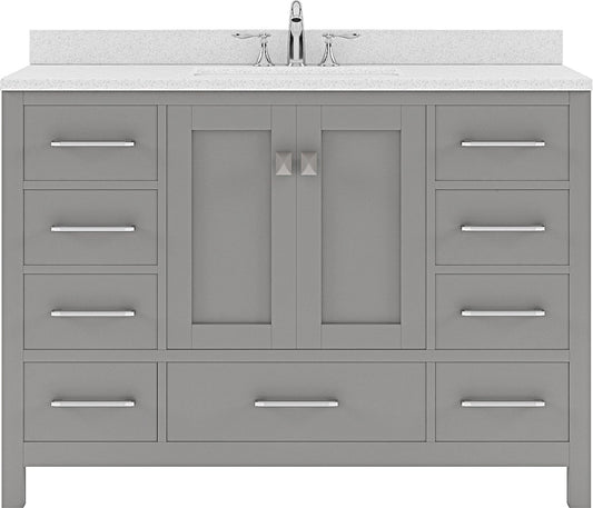 Virtu USA Caroline Avenue 48" Single Bath Vanity with Dazzle White Top and Square Sink - Luxe Bathroom Vanities