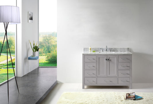 Virtu USA Caroline Avenue 48" Single Bath Vanity in Cashmere Grey with Marble Top and Square Sink - Luxe Bathroom Vanities Luxury Bathroom Fixtures Bathroom Furniture