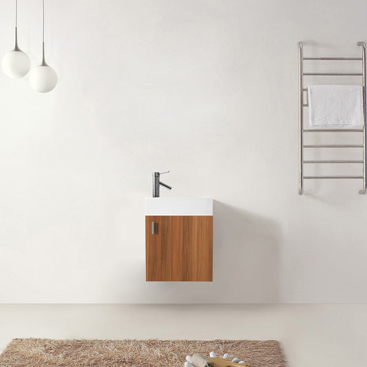 Virtu USA Carino 16" Single Bath Vanity in Plum with White Polymarble Top and Square Sink with Polished Chrome Faucet - Luxe Bathroom Vanities Luxury Bathroom Fixtures Bathroom Furniture