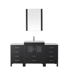 Virtu USA Dior 64" Single Bath Vanity with Slim White Ceramic Top and Square Sink with Polished Chrome Faucet and Mirror - Luxe Bathroom Vanities Luxury Bathroom Fixtures Bathroom Furniture