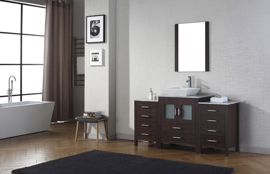 Virtu USA Dior 64" Single Bath Vanity with Marble Top and Square Sink with Brushed Nickel Faucet and Mirror - Luxe Bathroom Vanities Luxury Bathroom Fixtures Bathroom Furniture