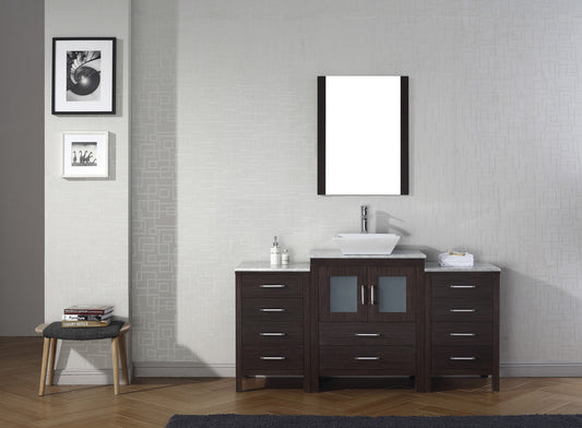 Virtu USA Dior 64" Single Bath Vanity with White Engineered Stone Top and Square Sink with Polished Chrome Faucet and Mirror - Luxe Bathroom Vanities Luxury Bathroom Fixtures Bathroom Furniture