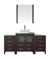 Virtu USA Dior 66" Single Bath Vanity with White Engineered Stone Top and Square Sink with Brushed Nickel Faucet and Mirror - Luxe Bathroom Vanities Luxury Bathroom Fixtures Bathroom Furniture