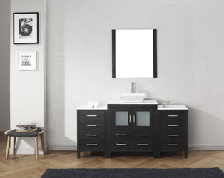 Virtu USA Dior 66" Single Bath Vanity with White Engineered Stone Top and Square Sink with Brushed Nickel Faucet and Mirror - Luxe Bathroom Vanities Luxury Bathroom Fixtures Bathroom Furniture