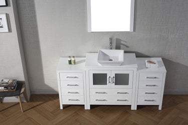 Virtu USA Dior 68" Single Bath Vanity with White Engineered Stone Top and Square Sink with Brushed Nickel Faucet and Mirror - Luxe Bathroom Vanities Luxury Bathroom Fixtures Bathroom Furniture