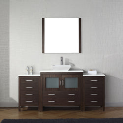Virtu USA Dior 72" Single Bath Vanity with White Engineered Stone Top and Square Sink with Brushed Nickel Faucet and Mirror - Luxe Bathroom Vanities Luxury Bathroom Fixtures Bathroom Furniture