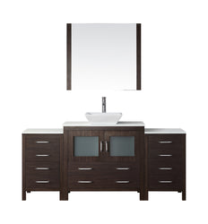 Virtu USA Dior 72" Single Bath Vanity with White Engineered Stone Top and Square Sink with Polished Chrome Faucet and Mirror - Luxe Bathroom Vanities Luxury Bathroom Fixtures Bathroom Furniture