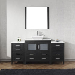 Virtu USA Dior 72" Single Bath Vanity with White Engineered Stone Top and Square Sink with Polished Chrome Faucet and Mirror - Luxe Bathroom Vanities