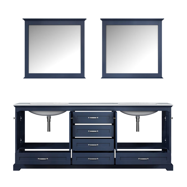 Dukes 80" Double Vanity, White Carrara Marble Top, White Square Sinks and 30" Mirrors - Luxe Bathroom Vanities