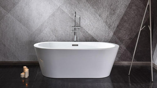 Lure 59" Free Standing Acrylic Bathtub w/ Chrome Drain - Luxe Bathroom Vanities Luxury Bathroom Fixtures Bathroom Furniture